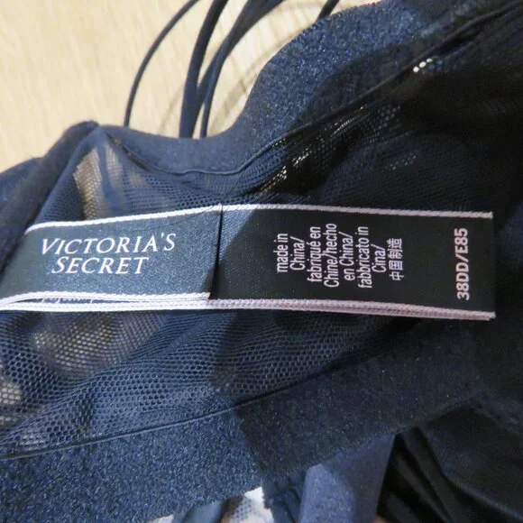 VICTORIA'S SECRET Starburst Unlined Plunge Bra Semi Sheer 38DD Black Mesh - Picture 12 of 12